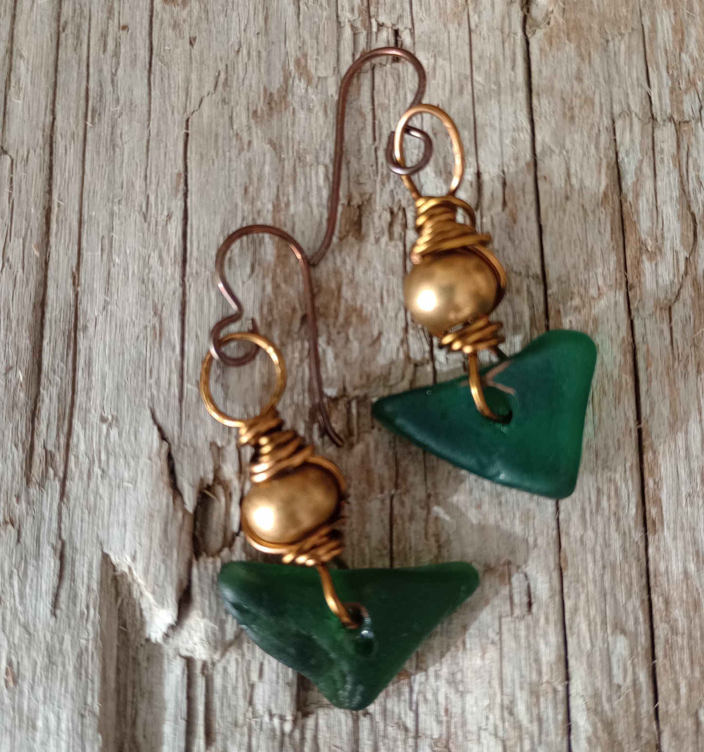 Teal Sea Glass Earrings