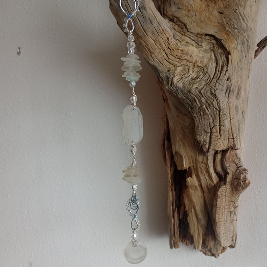 White Caribbean Sea Glass Suncatcher