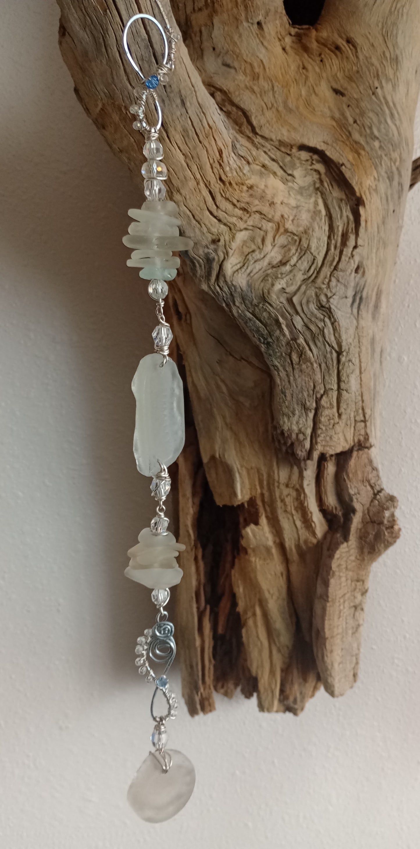 White Caribbean Sea Glass Suncatcher