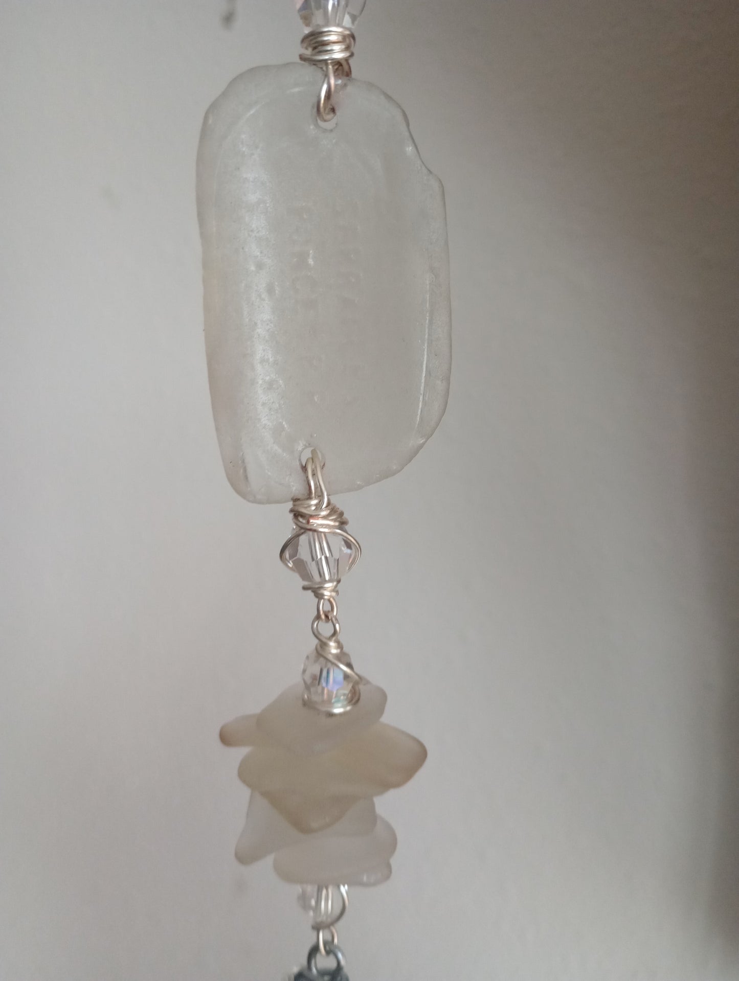 White Caribbean Sea Glass Suncatcher