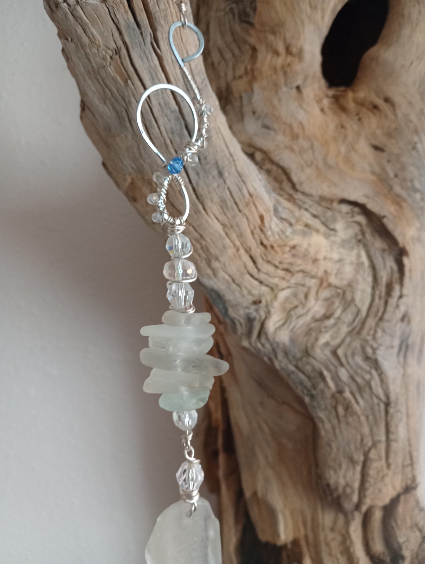 White Caribbean Sea Glass Suncatcher