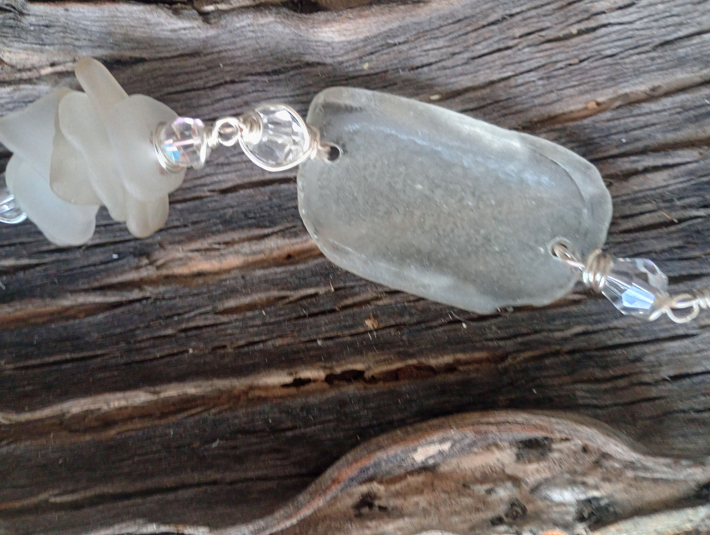 White Caribbean Sea Glass Suncatcher