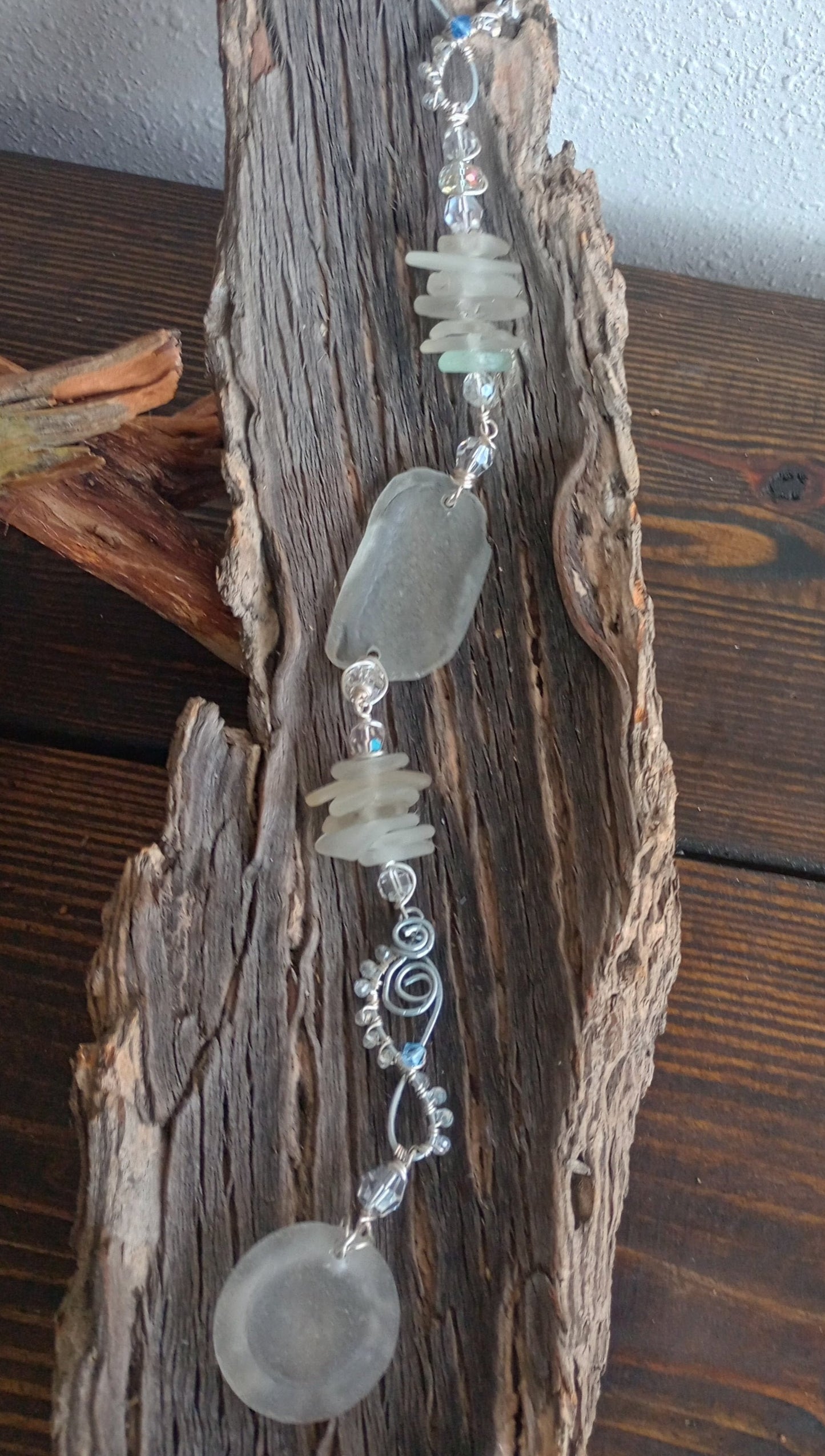 White Caribbean Sea Glass Suncatcher