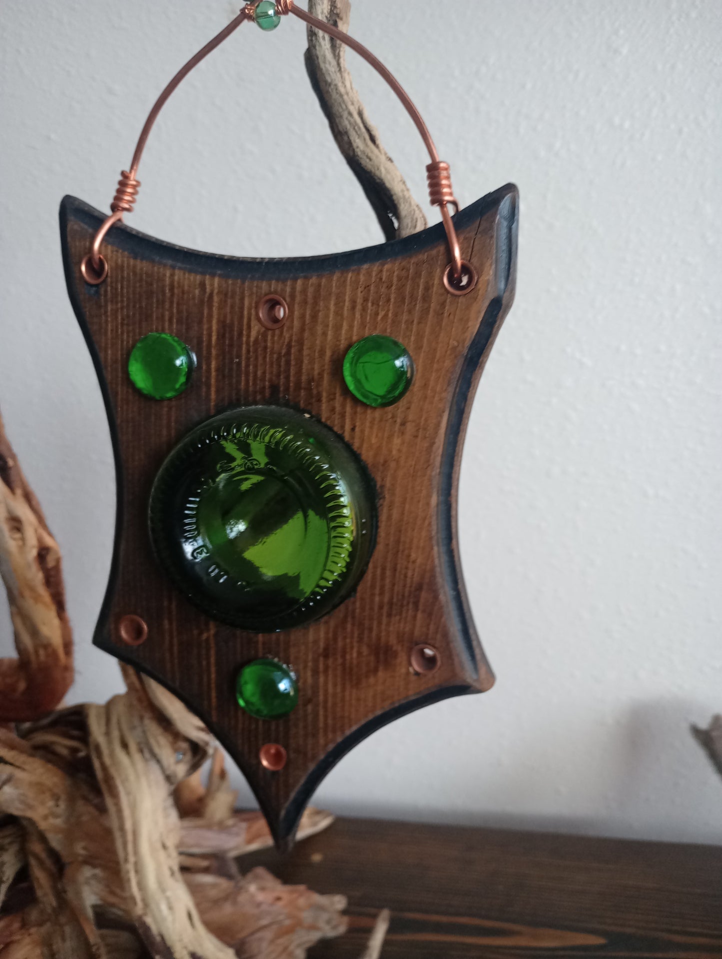Recycled Green Glass Hanging  Gardens Accent