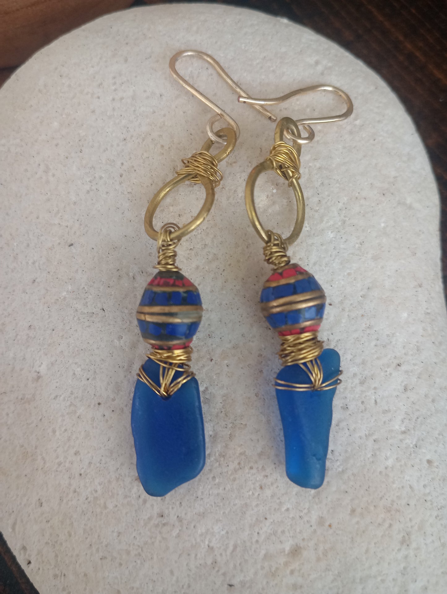 Caribbean Blue Sea Glass Earrings