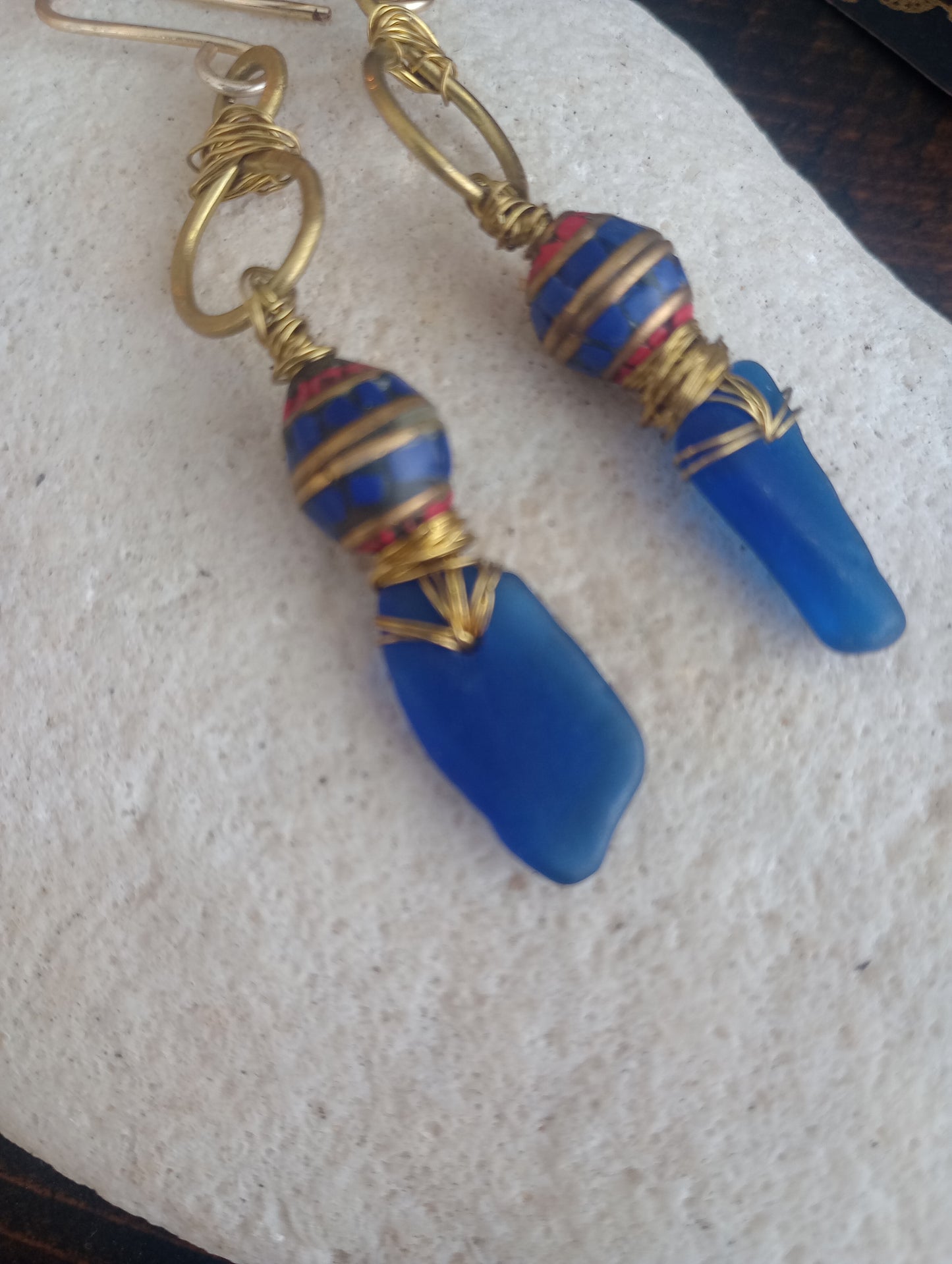 Caribbean Blue Sea Glass Earrings