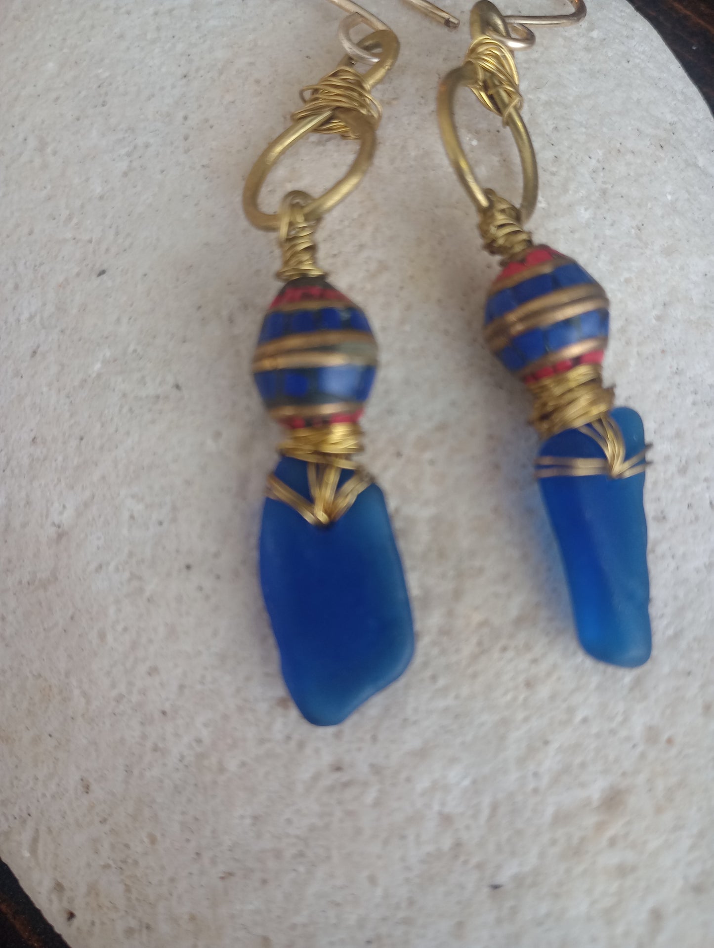 Caribbean Blue Sea Glass Earrings