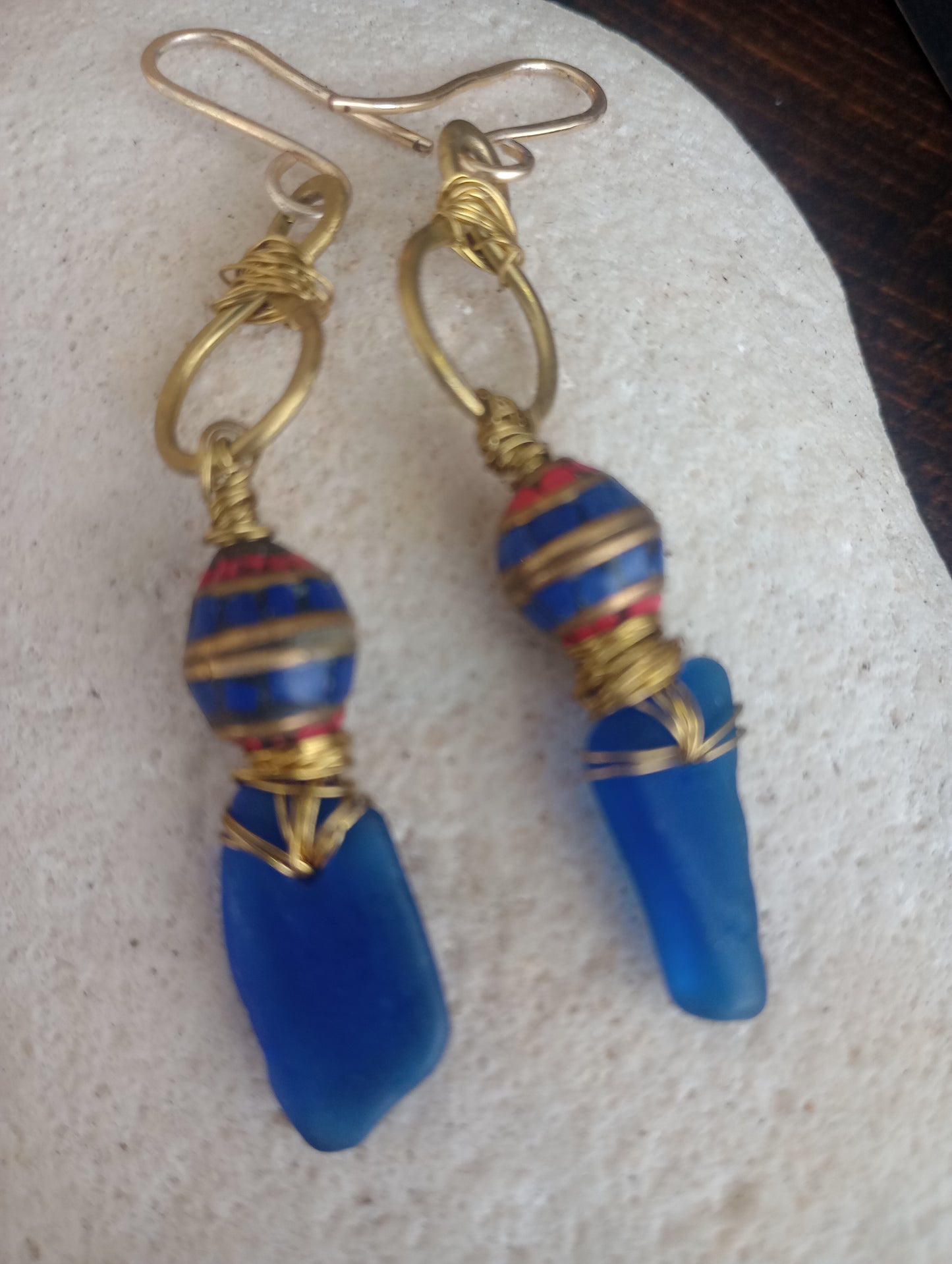 Caribbean Blue Sea Glass Earrings