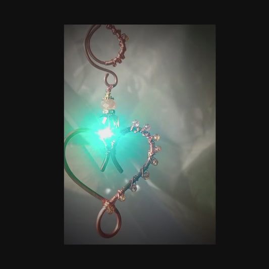 Opulent Gold Shimmer Copper Heart Suncatcher