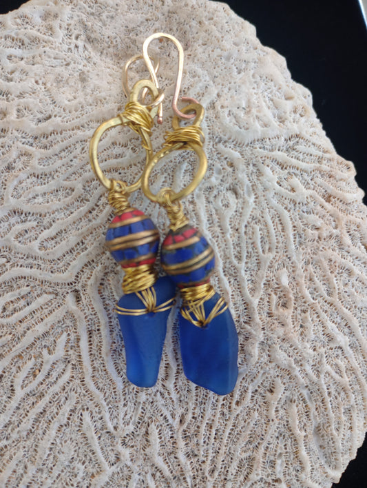 Caribbean Blue Sea Glass Earrings
