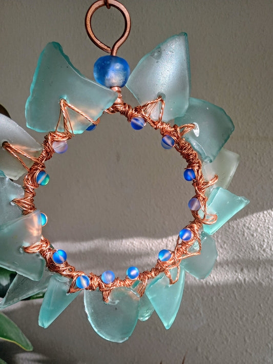 Artisan Sunflower Glass Suncatcher